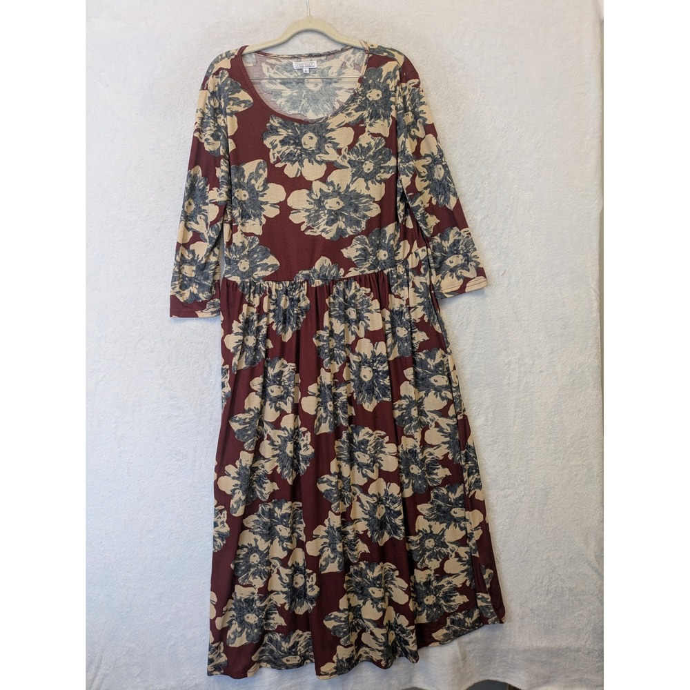 Sweet Salt Modest Clothing Size XL Burgundy Floral Maxi‎ Dress